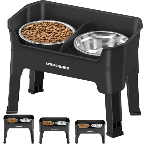 URPOWER 3-in-1 elevated dog bowl stand with licking plate