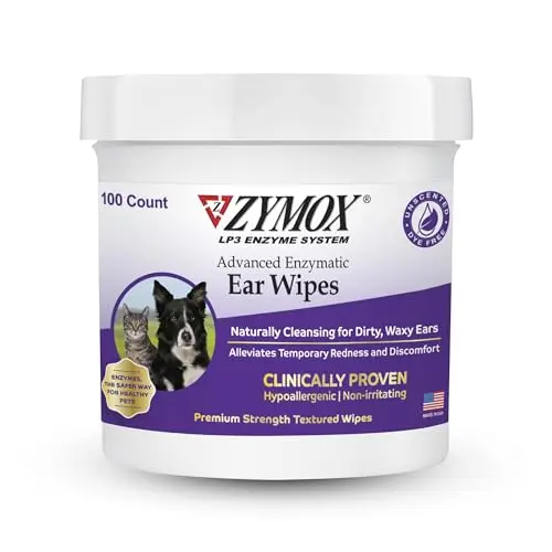 Zymox enzymatic ear wipes for dogs and cats in a green and white package