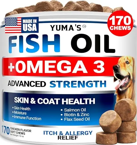 YUMA'S omega-3 chews for dogs in a package with chicken flavor