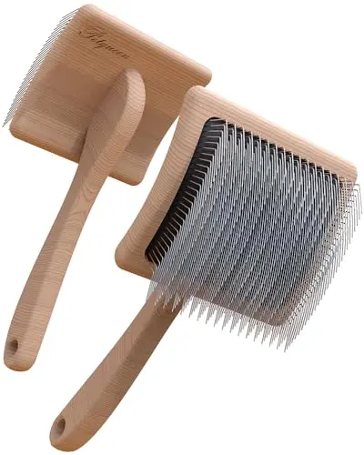 Petqueen dog slicker brush with included stainless steel comb