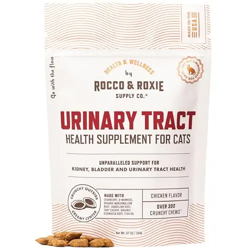 Rocco & Roxie chicken-flavored crunchy chews for cat kidney and urinary health