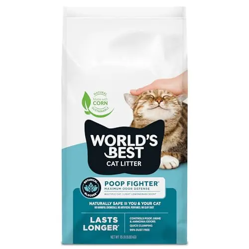 WORLD'S BEST CAT LITTER Poop Fighter Maximum Odor Defense bag with lemongrass scent