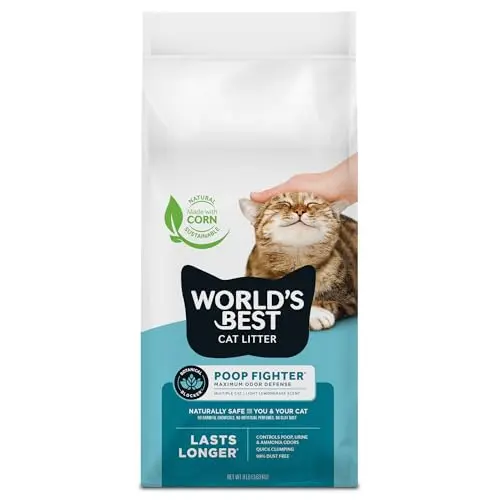 WORLD'S BEST CAT LITTER Poop Fighter bag with lemongrass scent for odor defense