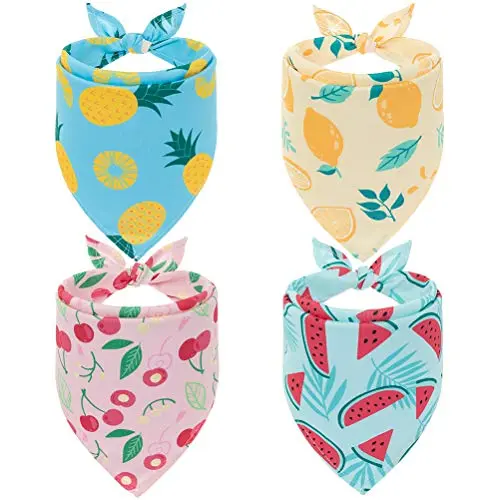 EXPAWLORER 4-pack dog cooling bandanas with colorful fruit patterns