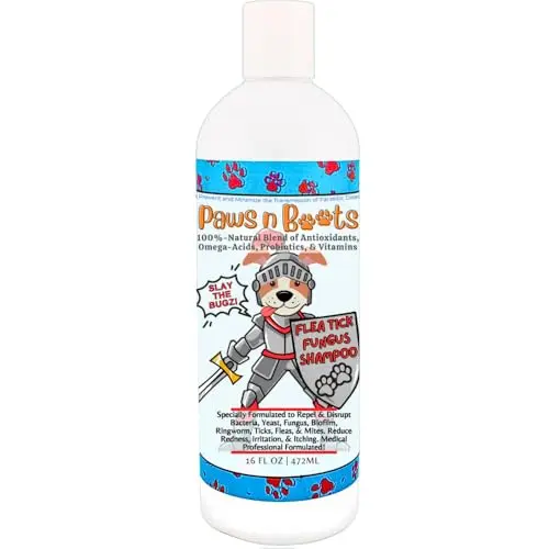 PAWSNBOOTS organic lavender-scented flea and tick shampoo for pets