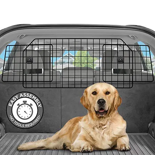 Pawple heavy-duty steel wire dog barrier installed in the back of a truck.