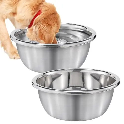 Two stainless steel large dog bowls from MEWTOGO