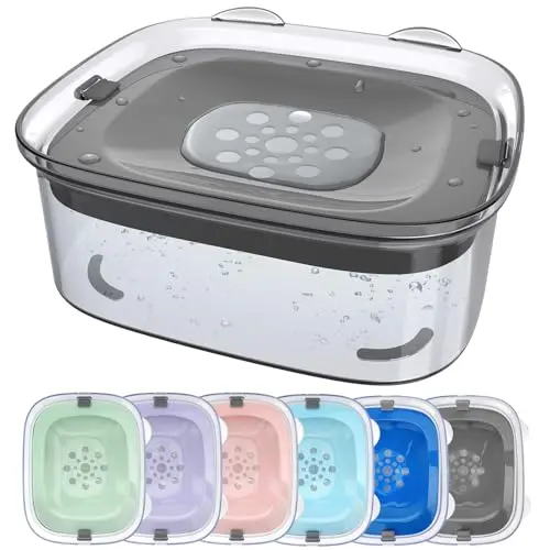 AONKEY gray transparent plastic 3-liter no-spill dog water bowl