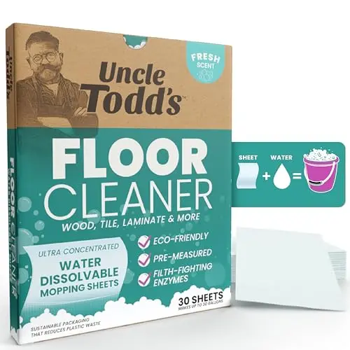 Uncle Todd's dissolvable enzyme cleaner sheets for mopping hardwood floors