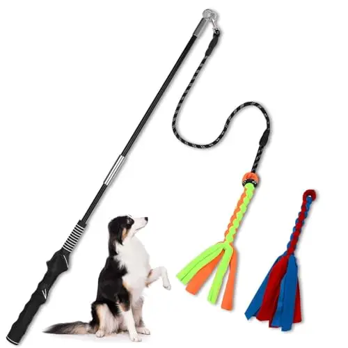 SYOOY Flirt Pole for dogs with fleece rope lure