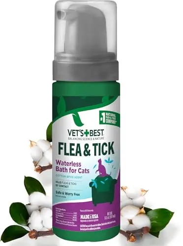 Vet's Best Natural Waterless Flea & Tick Bath for Cats foam bottle