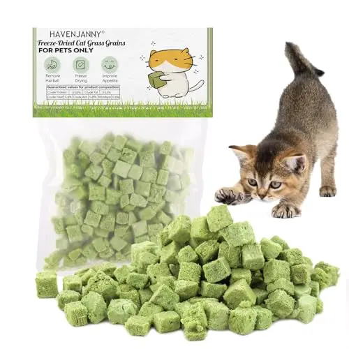 HavenJanny Freeze-Dried Cat Grass Treats in a bag