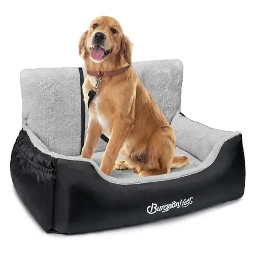 BurgeonNest dog car seat with storage pockets in a vehicle back seat