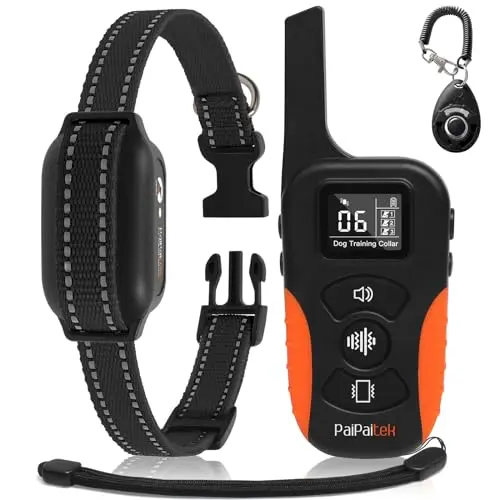 PaiPaitek solid black vibrating dog collar with remote