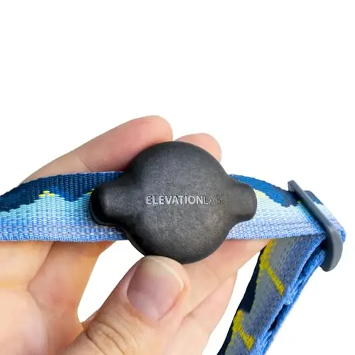 Elevation Lab TagVault Compact, a low-profile black AirTag holder attached to a thin collar.