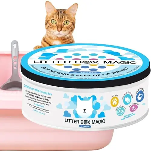 Litter Box Magic cat litter deodorizer jar with gel freshener in fresh scent