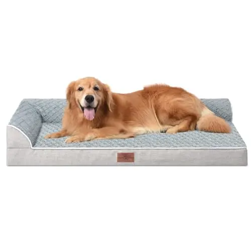 Comfort Expression grey XL orthopedic dog bed with an L-shaped corner bolster