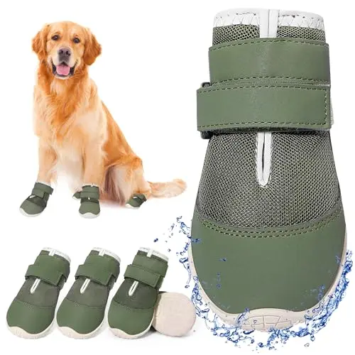 DcOaGt military green dog boots with mesh and leather