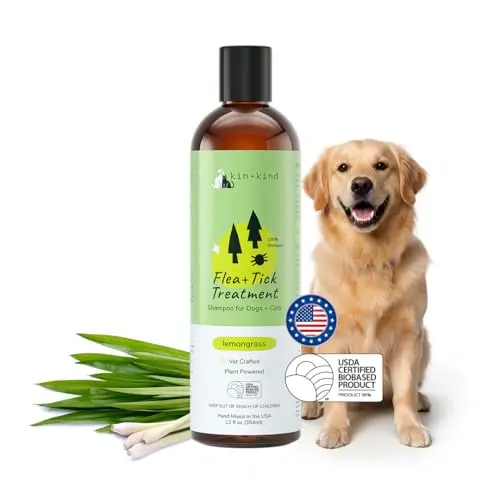 kin+kind natural flea and tick shampoo with lemongrass and rosemary