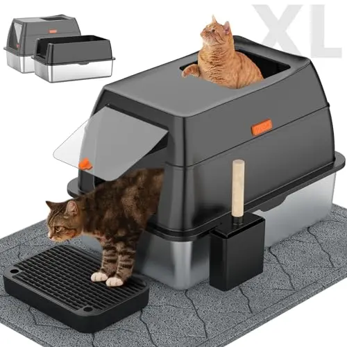 Lobeve stainless steel litter box with front and top entry options