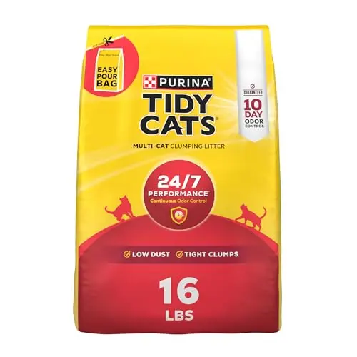 Purina Tidy Cats clumping cat litter with 24/7 odor control for multi-cat use