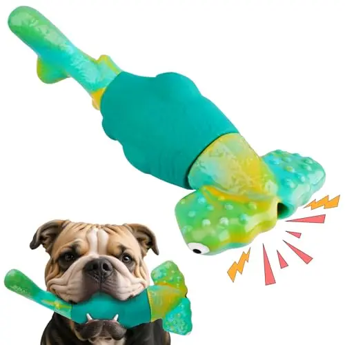 BIKIISEN green hammerhead shark shaped dog chew toy with squeaker