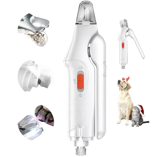 CATPICK 2-in-1 dog nail clippers and grinder with LED lights for dark nails
