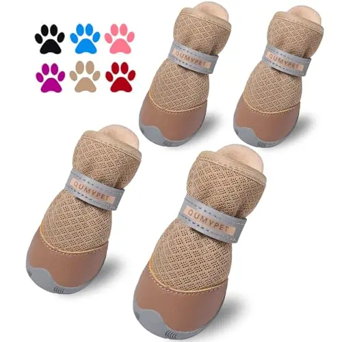 QUMY khaki-colored mesh dog boots for small dogs
