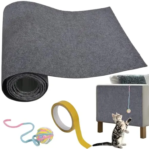 CHEZMAX large self-adhesive cat scratching mat roll with toy ball