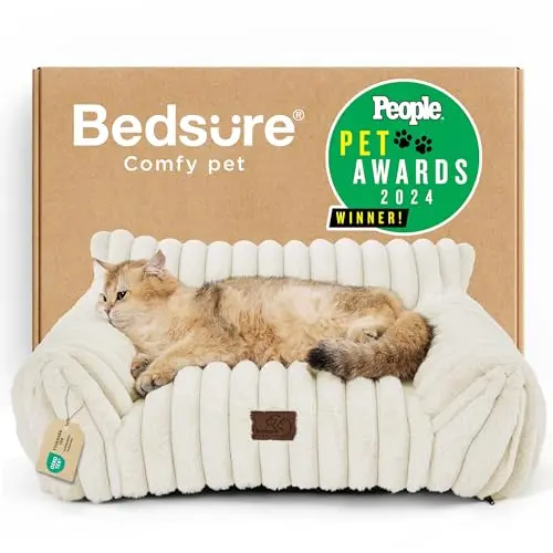 Bedsure fluffy cat couch with high backrest for senior cats