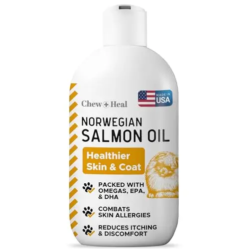 Chew + Heal Labs Salmon Oil liquid supplement for dogs from Norway
