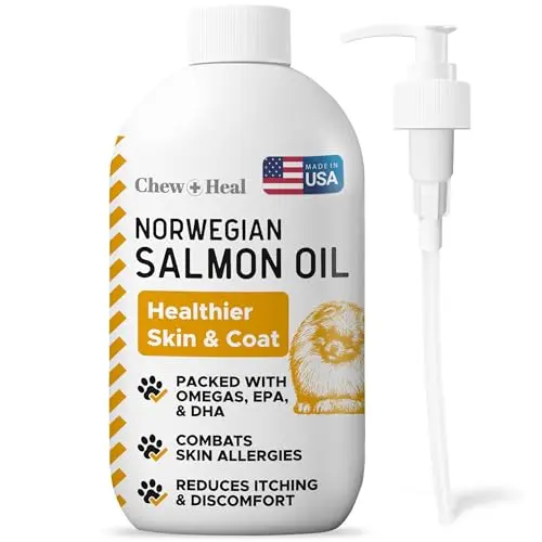 Chew + Heal large 32oz bottle of Norwegian salmon oil for pets