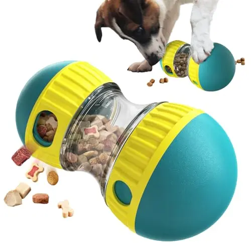 BSISUERM Dog Puzzle Toy with barbell shape for treat dispensing