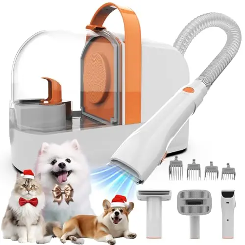Ubrobo orange dog grooming vacuum and clipper kit with hose attachment