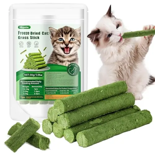 Hkpetie cat grass sticks edible chew toys for teeth cleaning and hairball removal