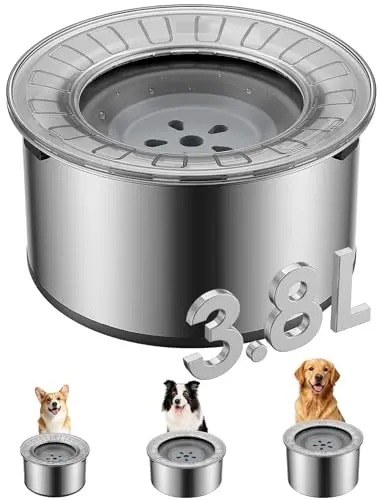Heouvo no-spill dog water bowl with lid and floating disk
