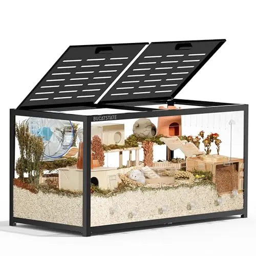 BUCATSTATE large black metal and acrylic hamster cage with multiple doors