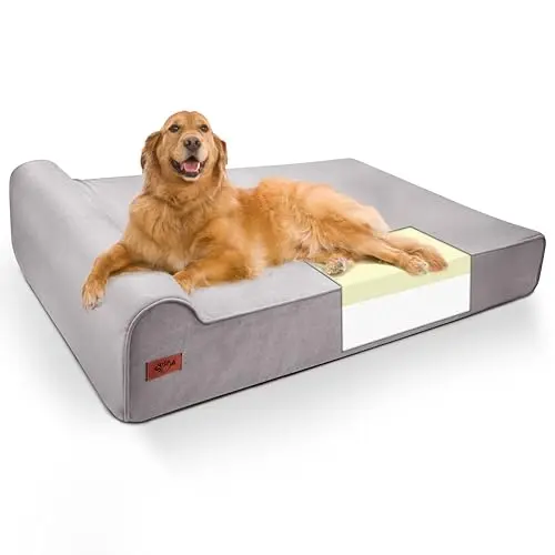 Sytopia XXL grey orthopedic dog bed with thick memory foam