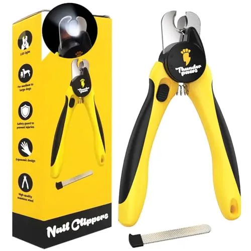 Thunderpaws yellow LED dog nail clipper with protective guard