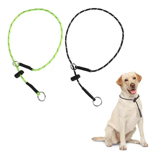 FURSDOLY Paracord Rope Dog Slip Collar in black and neon green