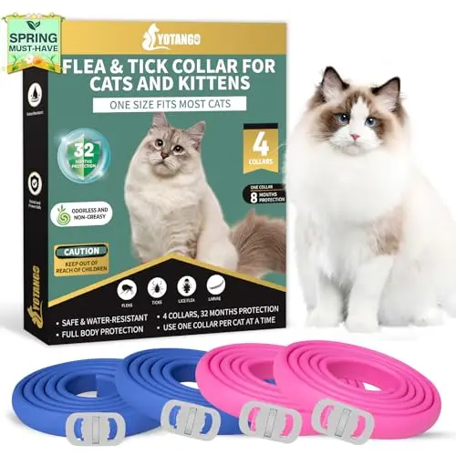 YOTANGO 4-pack flea collars in blue and pink colors