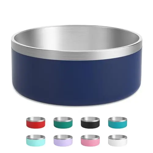 LIHOOOOM insulated stainless steel dog bowl in blue