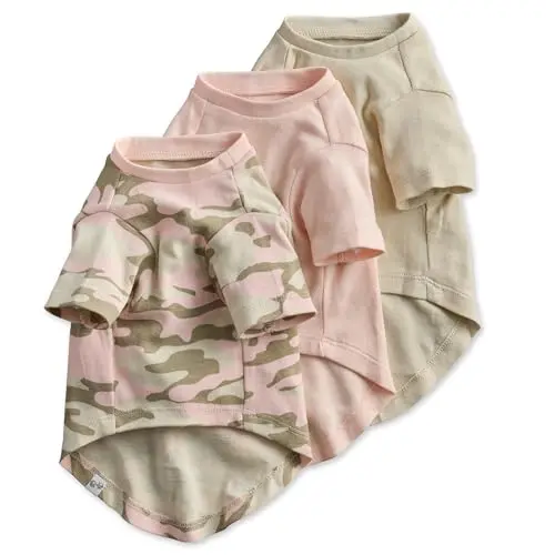 PET PASSION three-pack of pink camo organic cotton short-sleeve dog t-shirts