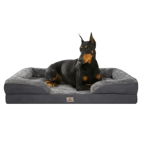 PetFun XXL dog bed in dark grey with egg-crate foam and non-skid bottom