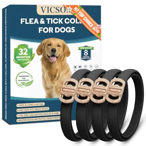 VICSOM 4-pack flea and tick collar for dogs of all sizes
