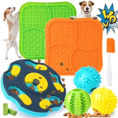 Forfon Dog Puzzle Toy Set including lick mats, puzzle toy, and treat balls