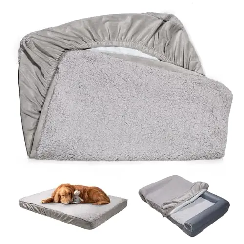 Sunsleek ultra soft grey plush dog bed cover