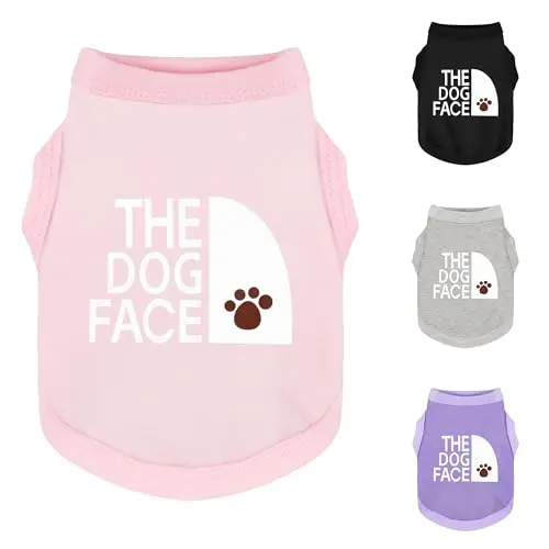 PAIAITE pink cotton dog shirt with 'The Dog Face' slogan print for small breeds