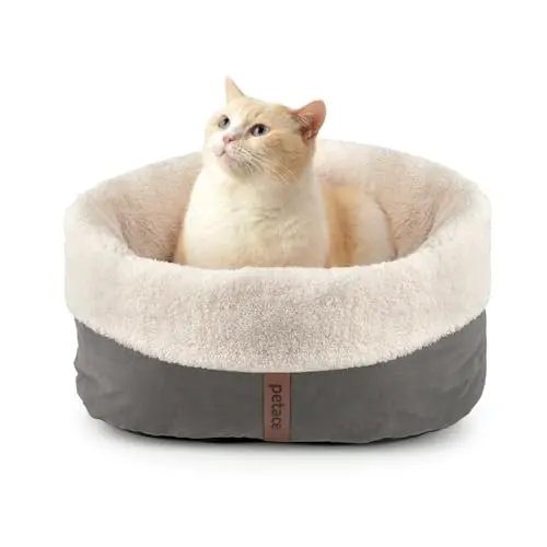 Petace self warming cat bed oval cushion in gray