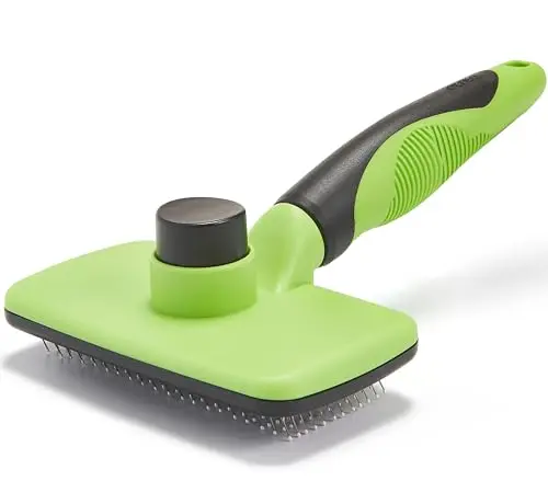 OEFEO green self-cleaning slicker brush for dogs and cats
